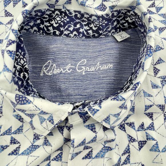 Robert Graham Men's Clarksville Long Sleeve Shirt, Button Down Geo Pattern Sz. L - Picture 4 of 10